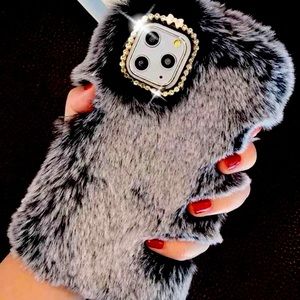 iPhone 13 Pro Max gray fur phone case